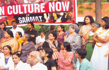 Artists at protest meeting